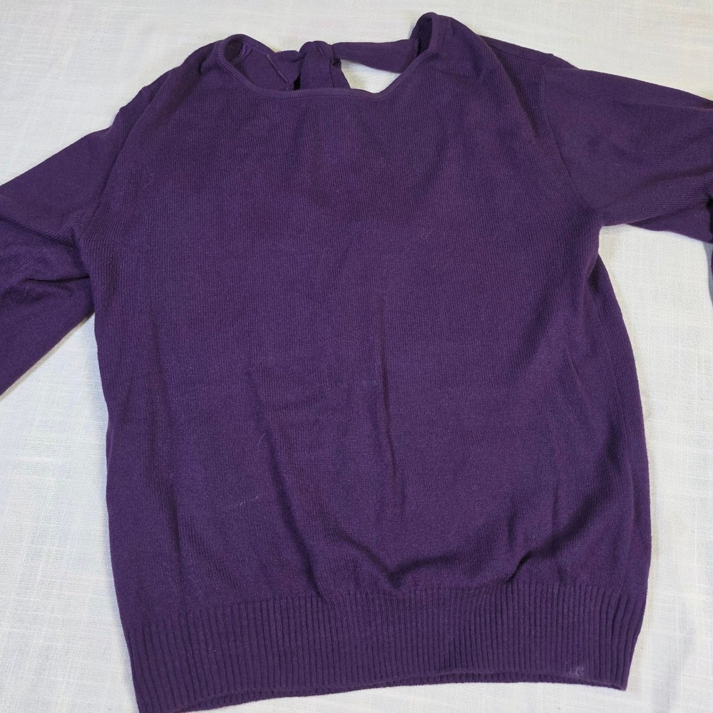 NY&C New York & Company Purple Tie Back Cutout Sweater CN210009 Womens Medium